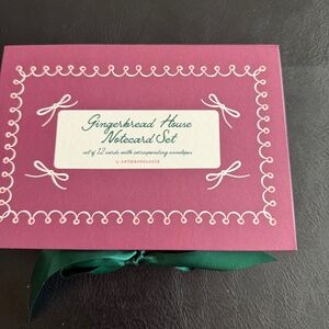 Anthropologie Gingerbread House Note Card Set of 12 Note Cards Blank Inside